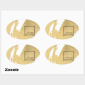 モダン アーティスト アブストラクト フェイク ゴールド ブラシストローク オーバル 楕円形シール (シート)