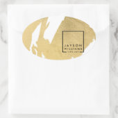 モダン アーティスト アブストラクト フェイク ゴールド ブラシストローク オーバル 楕円形シール (バッグ)