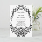 モダン アートデコ ブラック フォリア ブライダルシャワー 招待状 (スタンド正面)