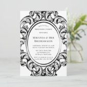 モダン アートデコ ブラック フォリア ブライドズメイド ランチョン 招待状 (スタンド正面)