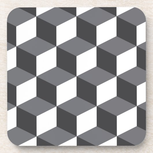 モダン、アーバンシンプルド・アーキテクチャ・キューブ・パターン コースター (正面)