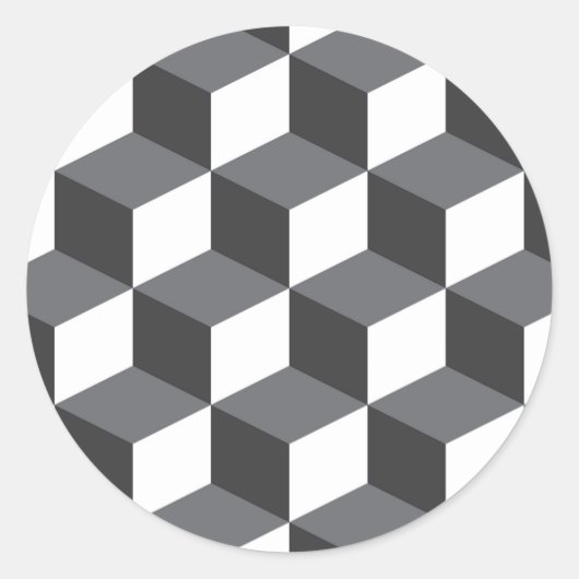 モダン、アーバンシンプルド・アーキテクチャ・キューブ・パターン ラウンドシール (正面)