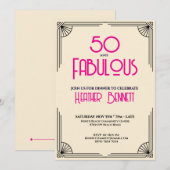 モダン アールデコ おめでとう50歳の誕生日 招待状 (正面/裏面)