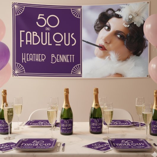 モダン アールデコ お誕生日おめでとう 50歳 横断幕
