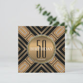 モダン アールデコ ゴールド 50歳の誕生日 招待状 (スタンド正面)