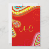 モダン イエロー オレンジ アクア ミント レッド ペイズリー ウェディング 招待状 (裏面)