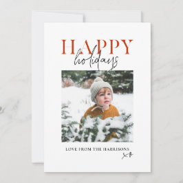 モダン イエロー スクリプト ファミリー キッズ フォト ハッピー シーズンカード