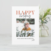 モダン イエロー スクリプト ファミリー キッズ フォト ハッピー シーズンカード (スタンド正面)