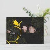 モダン イエロー チューリップ ウェディング セーブ ザ デート 招待状 (スタンド正面)