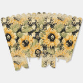 モダン イエロー ヒマワリ チェック柄 ゴールド グリッター フェイバーボックス (見開き)