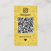 モダン イエロー ベーカリー Instagram シェフ パストリーQRコード 名刺 (裏面)