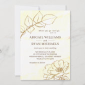 モダン イエロー ベージュ ローズ アート キリスト教 ウェディング 招待状 (正面)