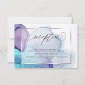 モダン インク アクアとパープル レセプション 招待状 (正面)