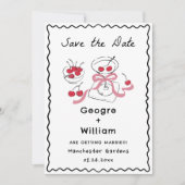 モダン&ウィムジカルなマティーニグラス オリーブとチェリー 招待状 (正面)