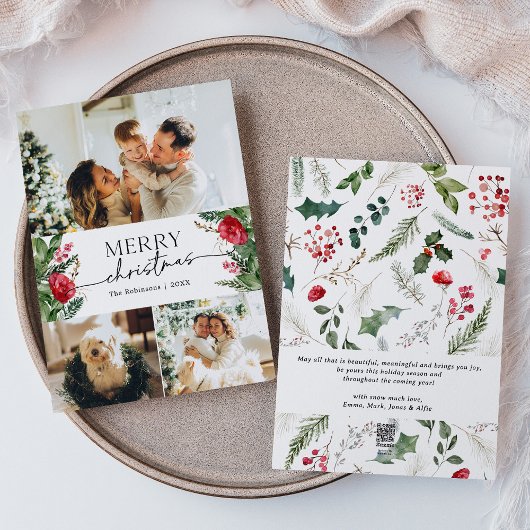 モダン ウィンター ボタニカル 3 フォト メリー クリスマス