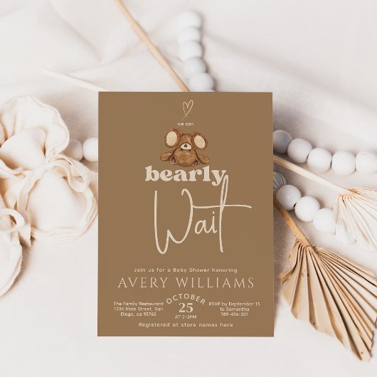 モダン ウェア カン ベアリ ウェイト ベイビー シャワー 招待状