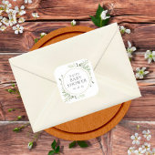 モダン ウォーターカラー グリーンのベイビーシャワー スクエアシール