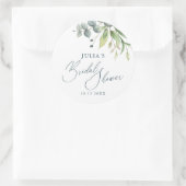 モダン ウォーターカラー グリーン ブライダル シャワー ラウンドシール (バッグ)