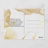 モダン ウォーターカラー ゴールド ありがとう ポストカード (裏面)