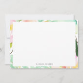 モダン ウォーターカラー サマー フローラル フレーム ノートカード (正面)