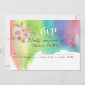 モダン ウォーターカラー スプラッシュ フラワー RSVP カード (正面)