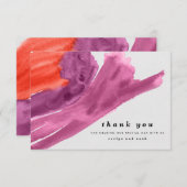 モダン ウォーターカラー パープル サンキューカード (正面/裏面)