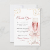 モダン ウォーターカラー パール＆プロセッコ ブライダルシャワー サンキューカード (正面)