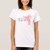 モダン・ウォーターカラー・ピンクのバウ・ハロー・ベイビー・ガール Tシャツ (正面)