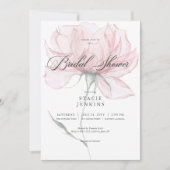 モダン ウォーターカラー ピンク フローラル ブライダル シャワー 招待状 (正面)