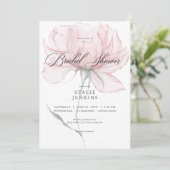 モダン ウォーターカラー ピンク フローラル ブライダル シャワー 招待状 (スタンド正面)