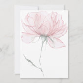 モダン ウォーターカラー ピンク フローラル ブライダル シャワー 招待状 (裏面)