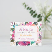 モダン ウォーターカラー フラワー ブライダル シャワー レシピ ポストカード (スタンド正面)