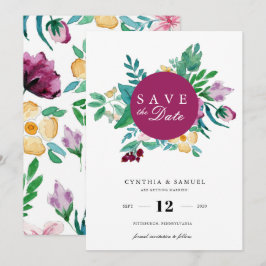 モダン・ウォーターカラー・ブルームズ Save the Date 招待状