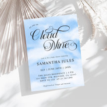 モダン ウォーターカラー ブルー クラウド ナイン ベビー シャワー