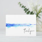 モダン ウォーターカラー ブルー ブライダル シャワー サンキューカード (スタンド正面)
