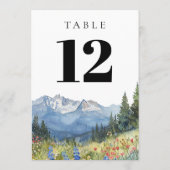 モダン ウォーターカラー マウンテン ワイルドフラワー テーブル ナンバー 招待状 (裏面)