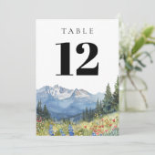 モダン ウォーターカラー マウンテン ワイルドフラワー テーブル ナンバー 招待状 (スタンド正面)