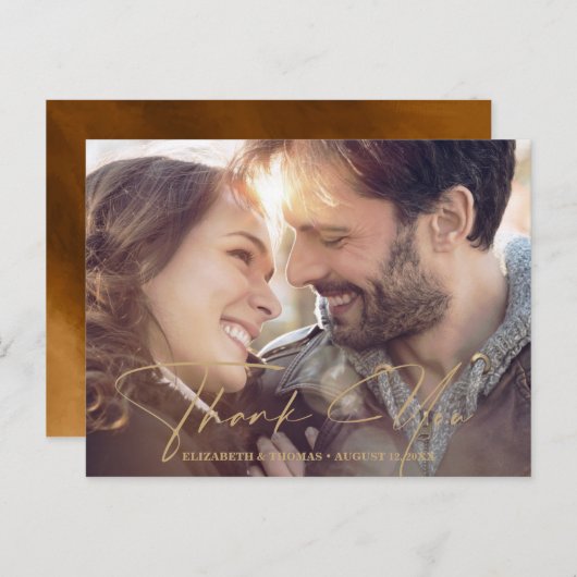 モダン ウォーターカラー メッセージ フォト ゴールド ID816 案内ポストカード (正面/裏面)