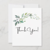 モダン ウォーターカラー ユーカリの葉 グリーン サンキューカード (正面)