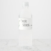 モダン ウォーターカラー ユーカリの葉 グリーン ペットボトルラベル (正面)