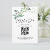 モダン ウォーターカラー ユーカリの葉 グリーン 出欠カード (スタンド正面)