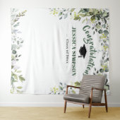 モダン ウォーターカラー ユーカリ フォトブース バックドロップ タペストリー (インサイチュ(横))