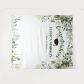 モダン ウォーターカラー ユーカリ フォトブース バックドロップ タペストリー (正面(横))