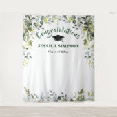 モダン ウォーターカラー ユーカリ フォトブース バックドロップ タペストリー (正面)