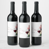 モダン ウォーターカラー ヴィノ ビフォア ヴォウズ ブライダル シャワー ワインラベル (ボトル)