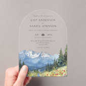 モダン ウォーターカラー 山のワイルドフラワー ウェディング アーチ アクリル招待状 (インサイチュ (ポータブル))