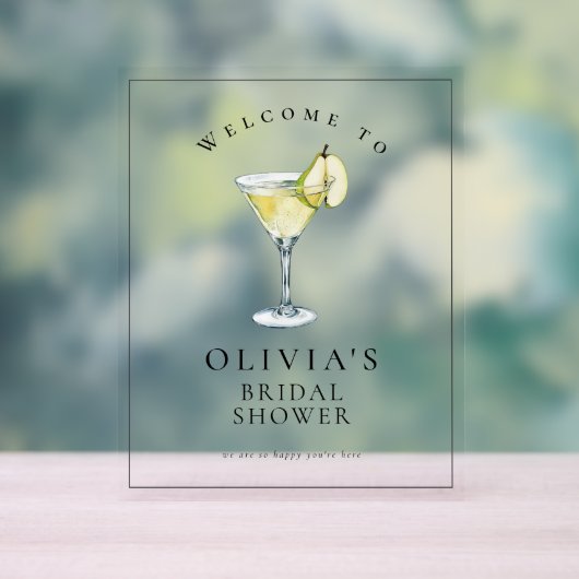 モダン ウォーターカラー 梨 マルティーニ ブライダルシャワー サイン (ニュートラル)