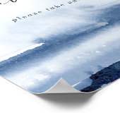 モダン ウォーターカラー | 青い結婚式のお favors 看板 ポスター (角)