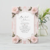 モダン ウォーターカラー 3D ピンクの花 ブライダル シャワー 招待状 (スタンド正面)