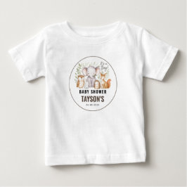 モダン・ウッドランド・アニマルズ・フォレスト・ボーイ・ベビーシャワー ベビーTシャツ